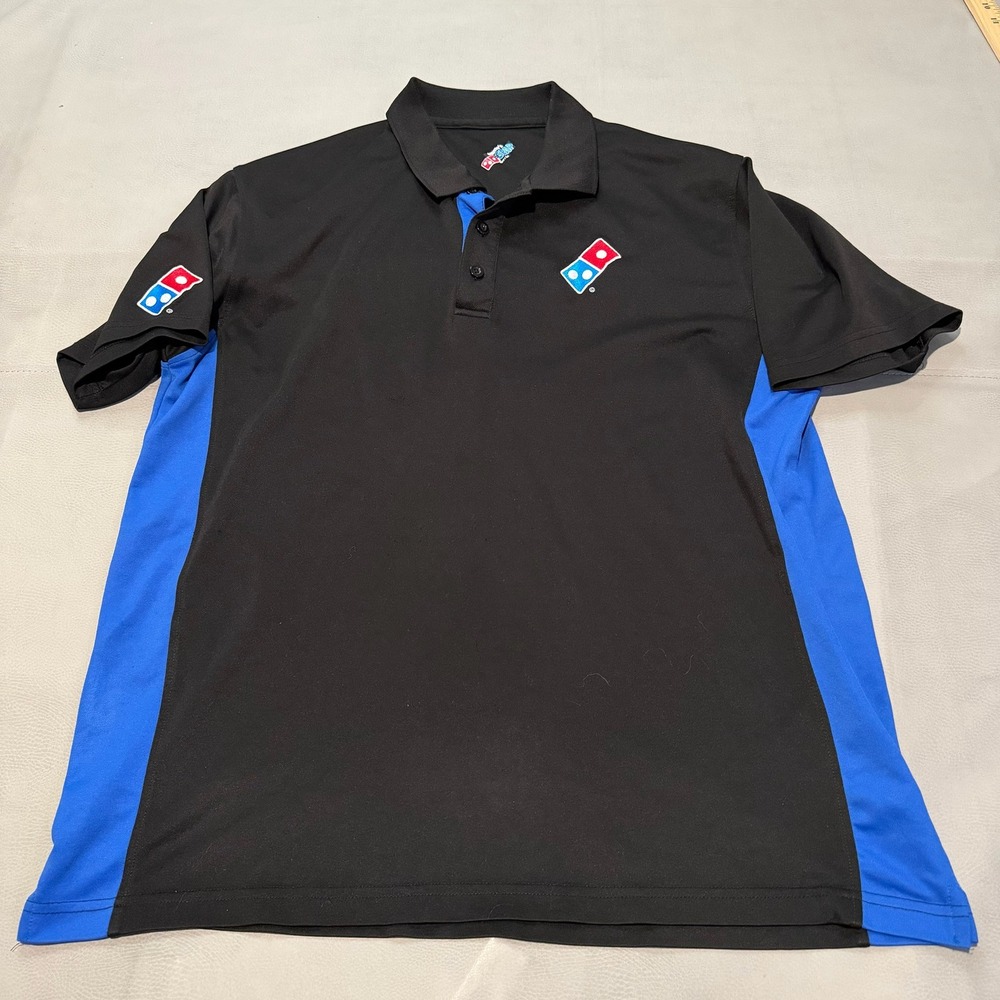 Dominos Pizza Gear Men Black Performance Employee Work Polo Shirt Uniform-L-7028